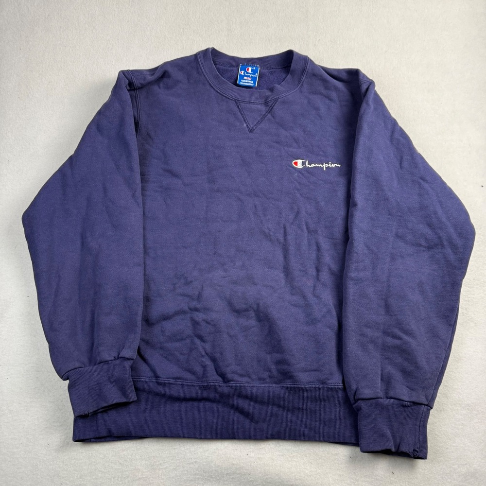 Vintage Champion Crewneck Sweatshirt Large Purple Made in USA Logo Eco Fleece